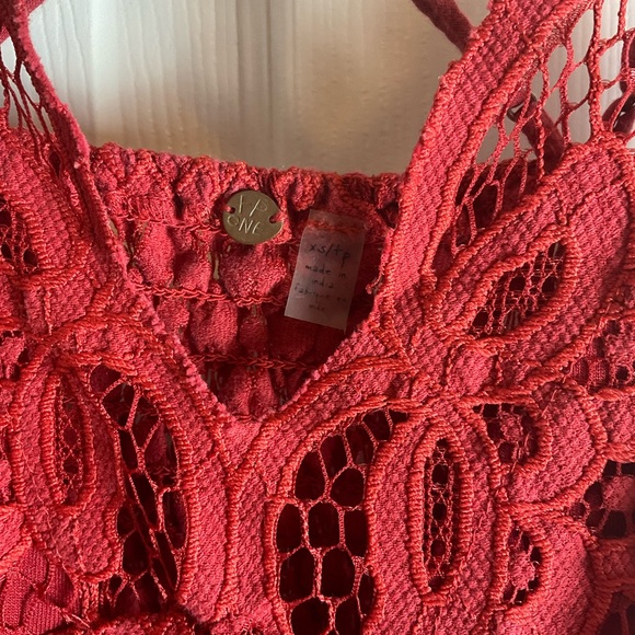 Free People Woman’s Adella Slip Red Lace Dress size XSMALL - Picture 5 of 11
